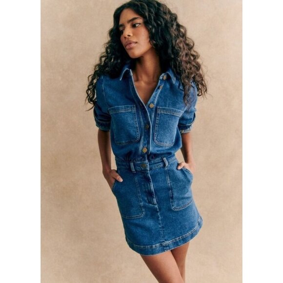 Sezane Dresses & Skirts - NWT Sezane Shae in Blue Denim Jean Mini Shirt Dress 36 / US 4